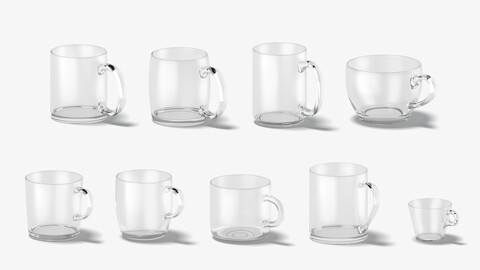 9 Glass Mug Shapes - transparent mugs various forms and sizes