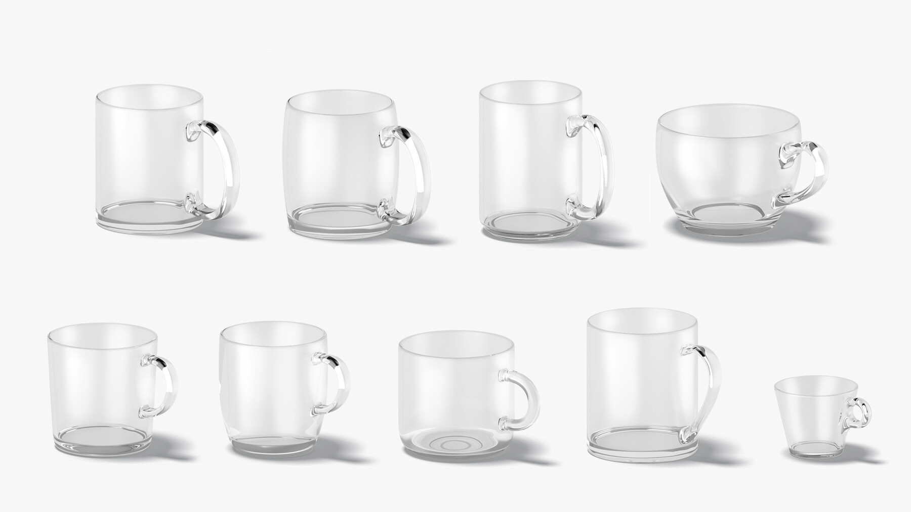 ArtStation 9 Glass Mug Shapes transparent mugs various forms and