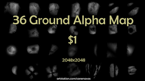 Ground and stone alpha maps and brushes Pack (36 images)