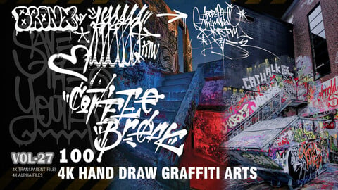 100 4K HAND DRAW GRAFFITI AND STREET ARTS - VOL27(ALPHA&TRANSPARENT)
