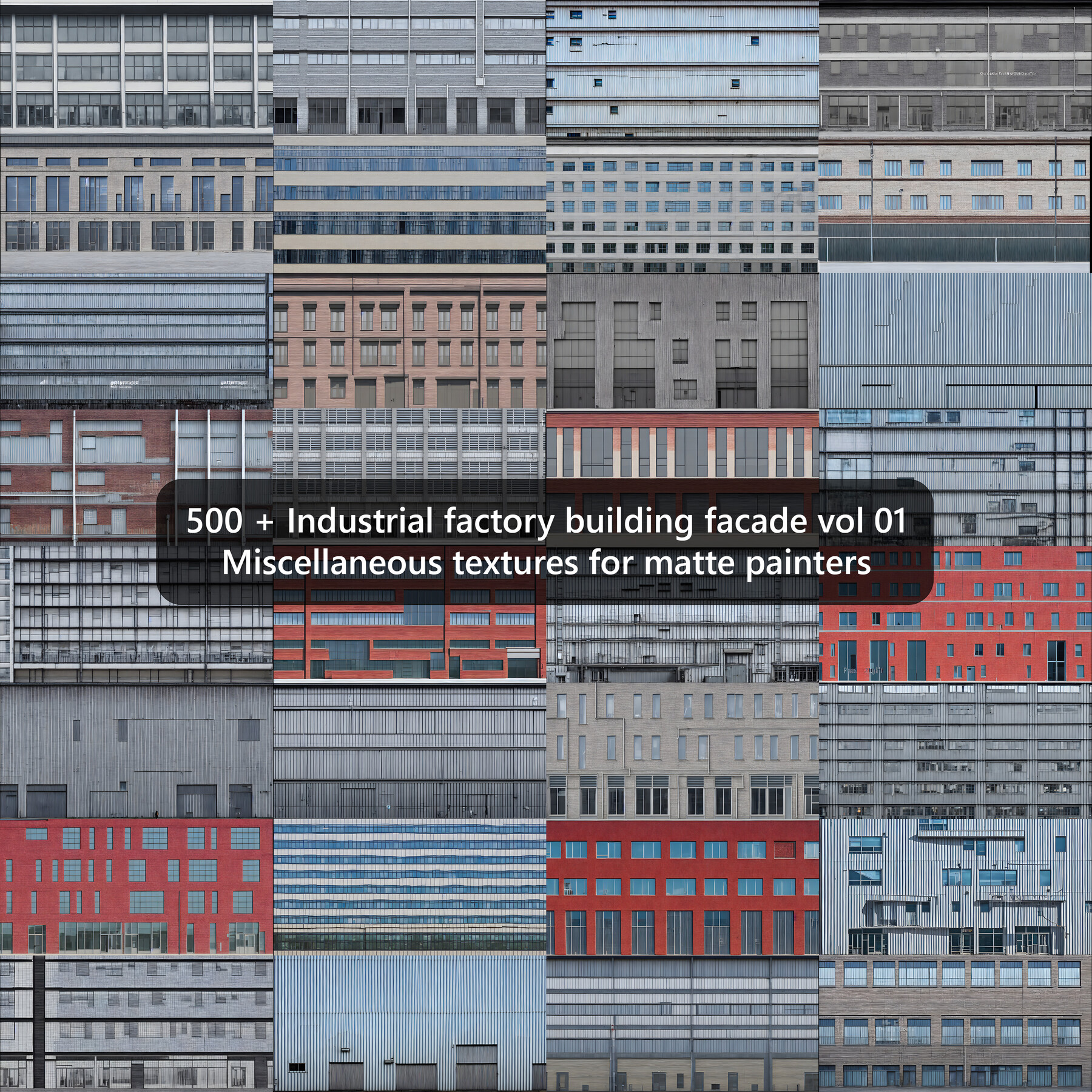 ArtStation 500 + Industrial factory building facade vol 01 Resources