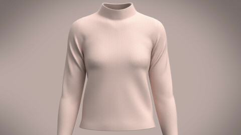 High Neck Ribbed Knitted Jumper