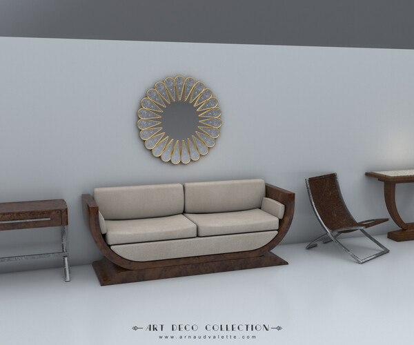 ArtStation Furniture Art Deco Asset (table, lamp, interior