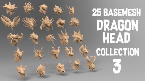 25 basemesh dragon head collection 3