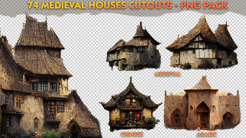 Medieval Houses Cutouts (European, Chinese, Arabic) - 74+ PNG Photo Pack
