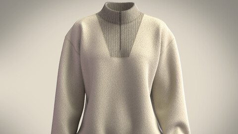 Half Zipper Funnel Neck Jumper