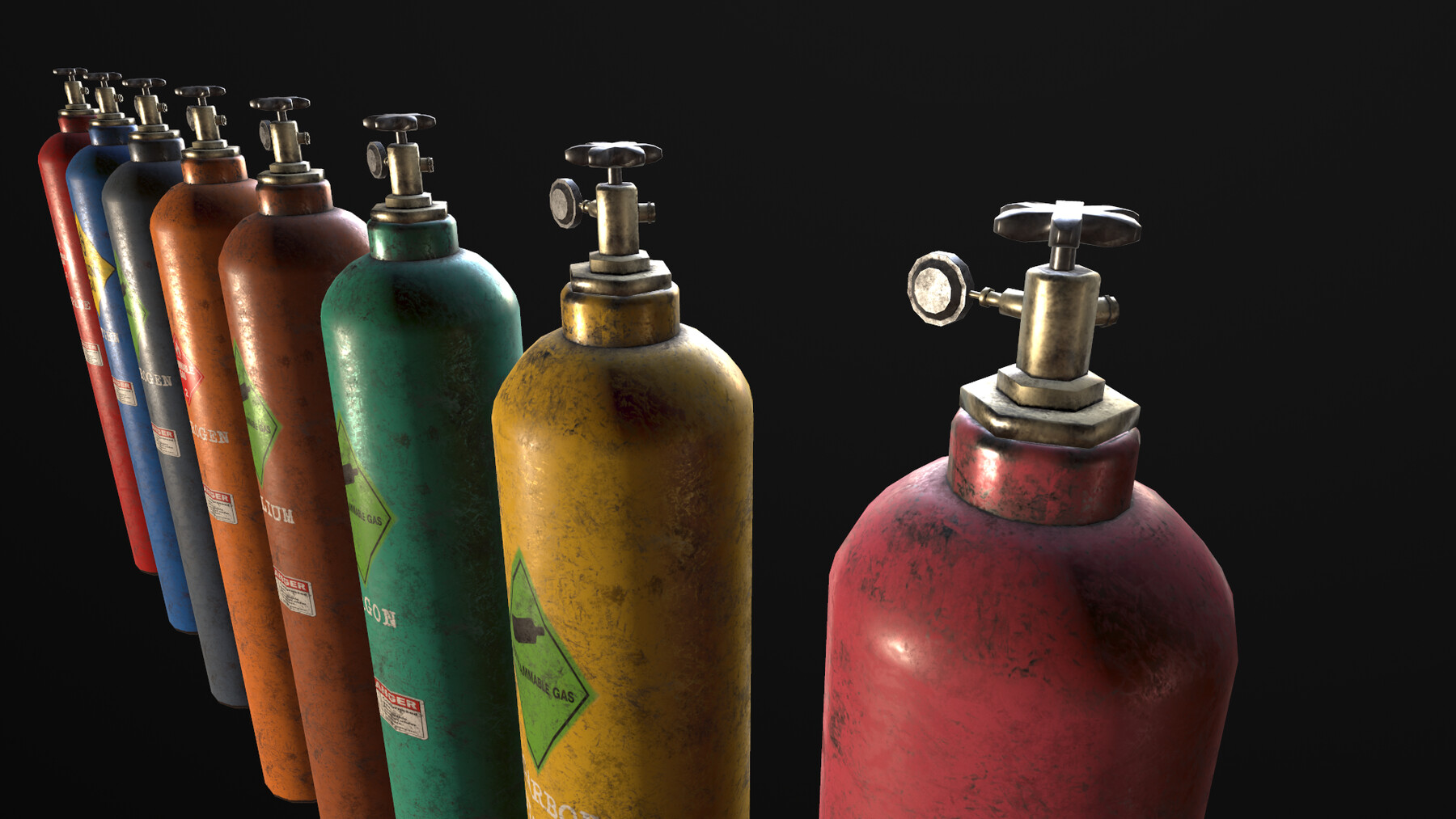 ArtStation - 8-types of Old Industrial Gas Cylinders | Game Assets