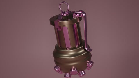 Stylized grenade weapon with spikes, ready to play, game ready, 3D model.