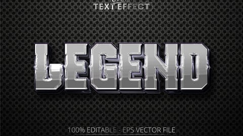 Legend editable text effect, shiny luxury silver text style