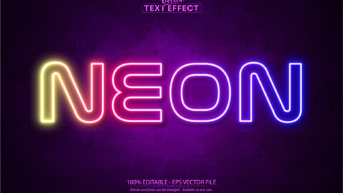 Neon text effect, editable neon light text style