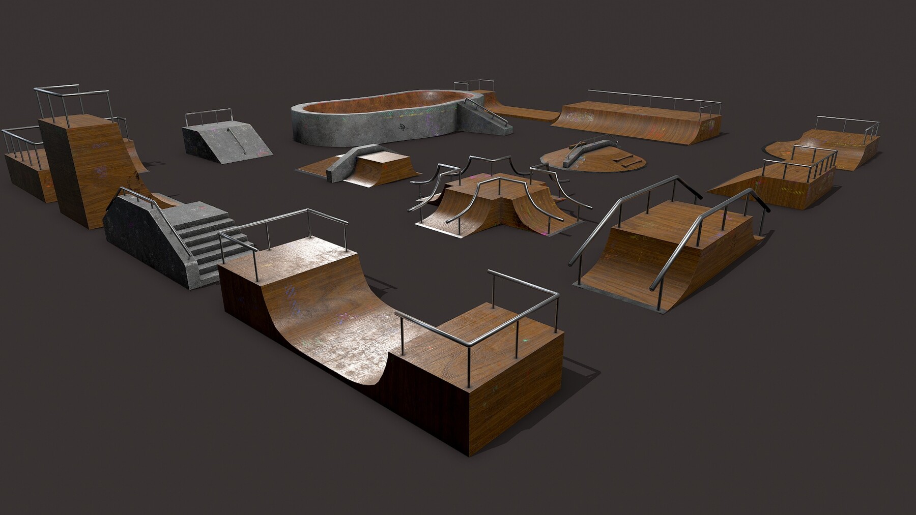 ArtStation - Lowpoly Modular Skatepark | Game Assets