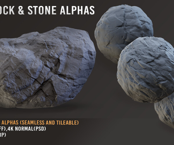 ArtStation 40 ROCK & STONE ALPHAS_VOL02+(CONCISE TUTORIALS) Brushes