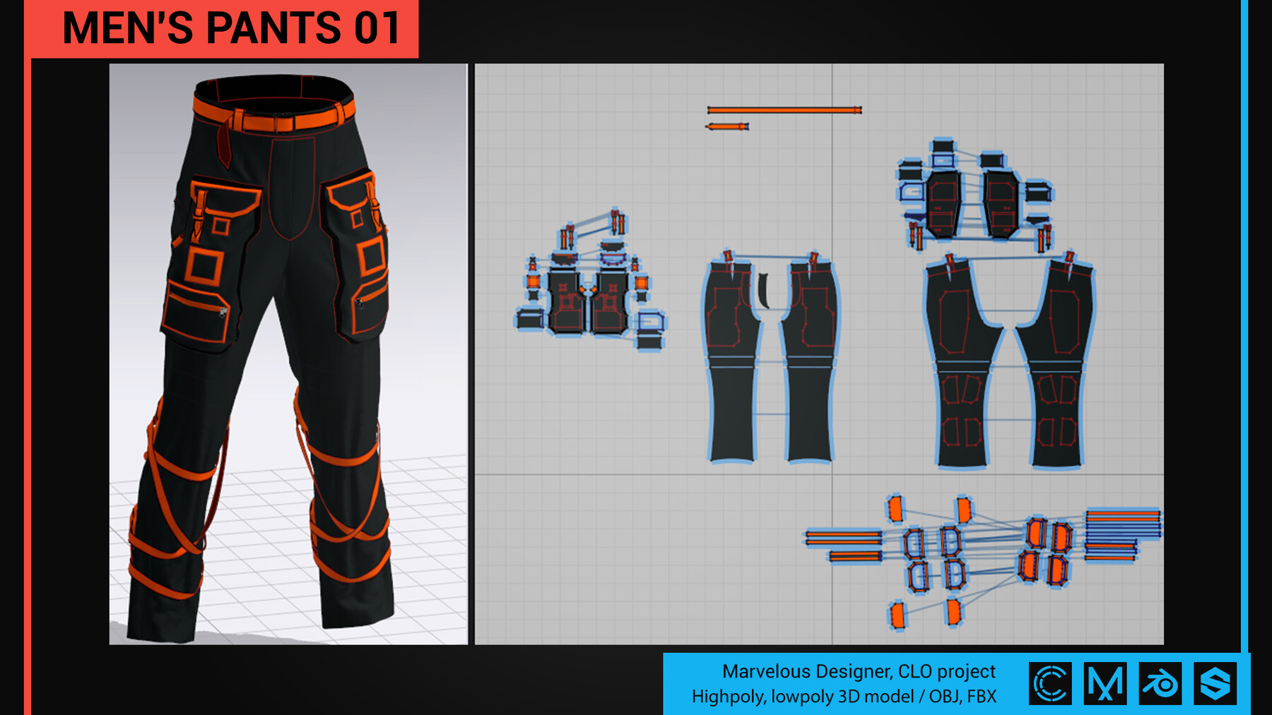 ArtStation - Men's pants 01 - Marvelous Designer, CLO project. | Resources