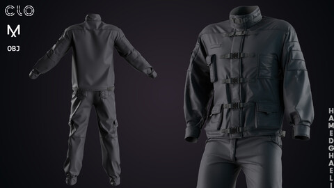 Men's Uniform Marvelous designer/clo3d Project (ZPRJ) + OBJ