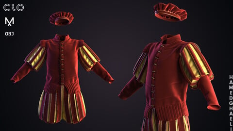 Medieval Men's Outfit Marvelous Designer / Clo3d Project (ZPRJ) + OBJ