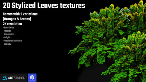 20 Stylized Leaves Kit + 40 Leaves Materials