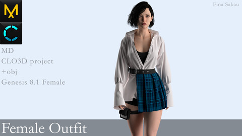 Female Outfit #10. Marvelous Designer / Clo 3D project +obj