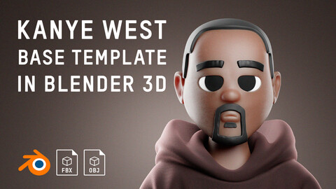 3D NFT Stylized Kanye West Character Base Template in Blender 3D model V3