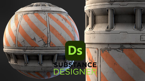 Stylized Sci-Fi Barrier Wall - Substance 3D Designer