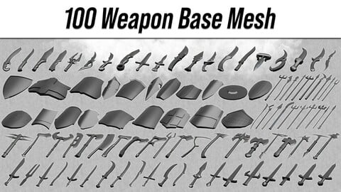 100 Game Ready Weapon Basemesh