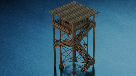 WOODEN WATCH TOWER LOW POLY GAMEREADY