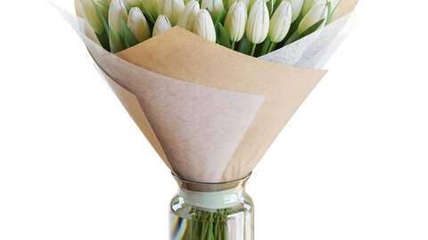 3D Model / Flower Set 31 / White Tulips Bouquet