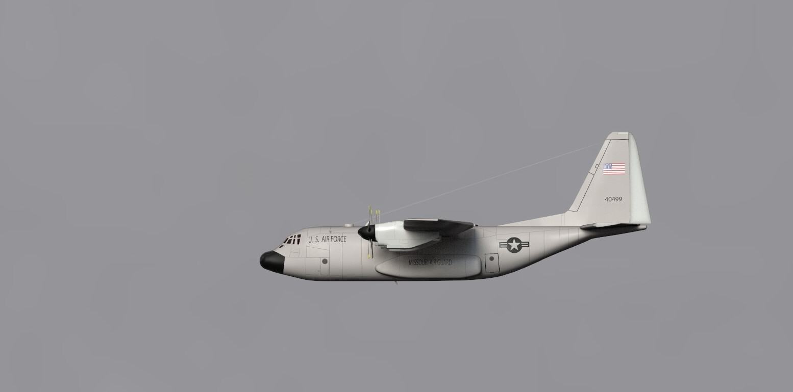 ArtStation C130 American Military Transport Plane. Game Assets