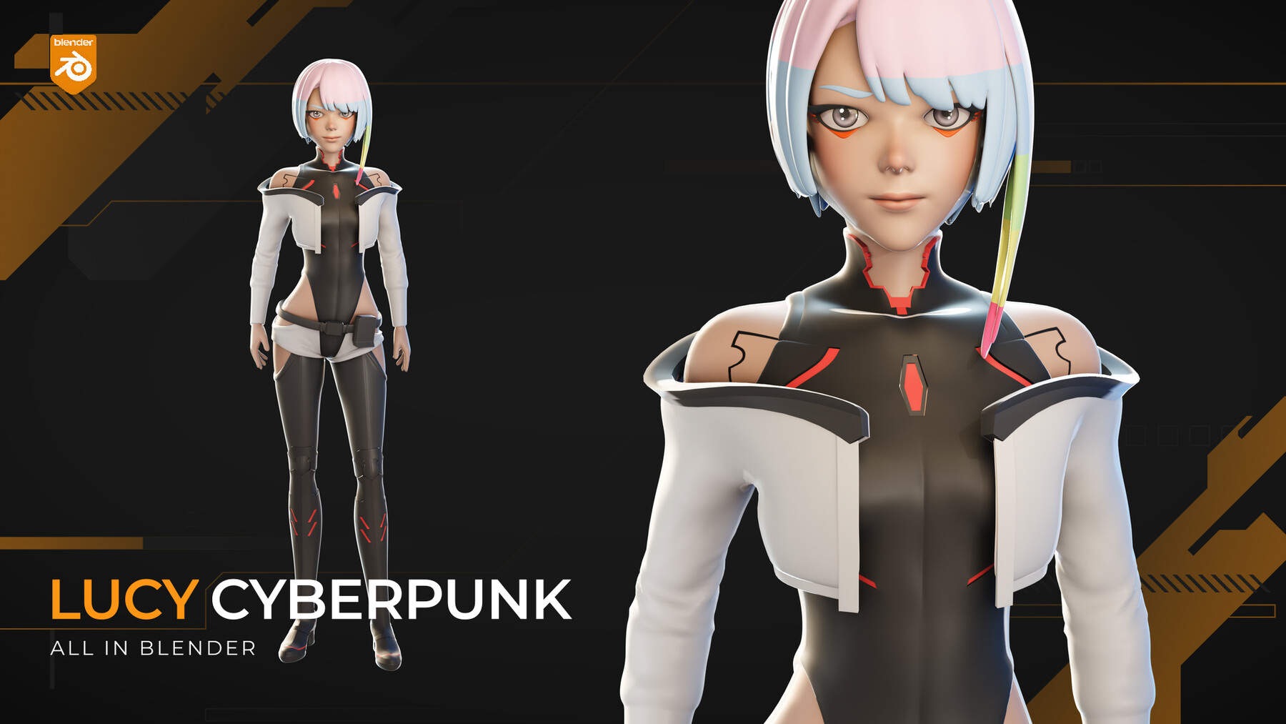 3D file REBECCA CYBERPUNK EDGERUNNERS 2077 ANIME GIRL CHARACTER 3D