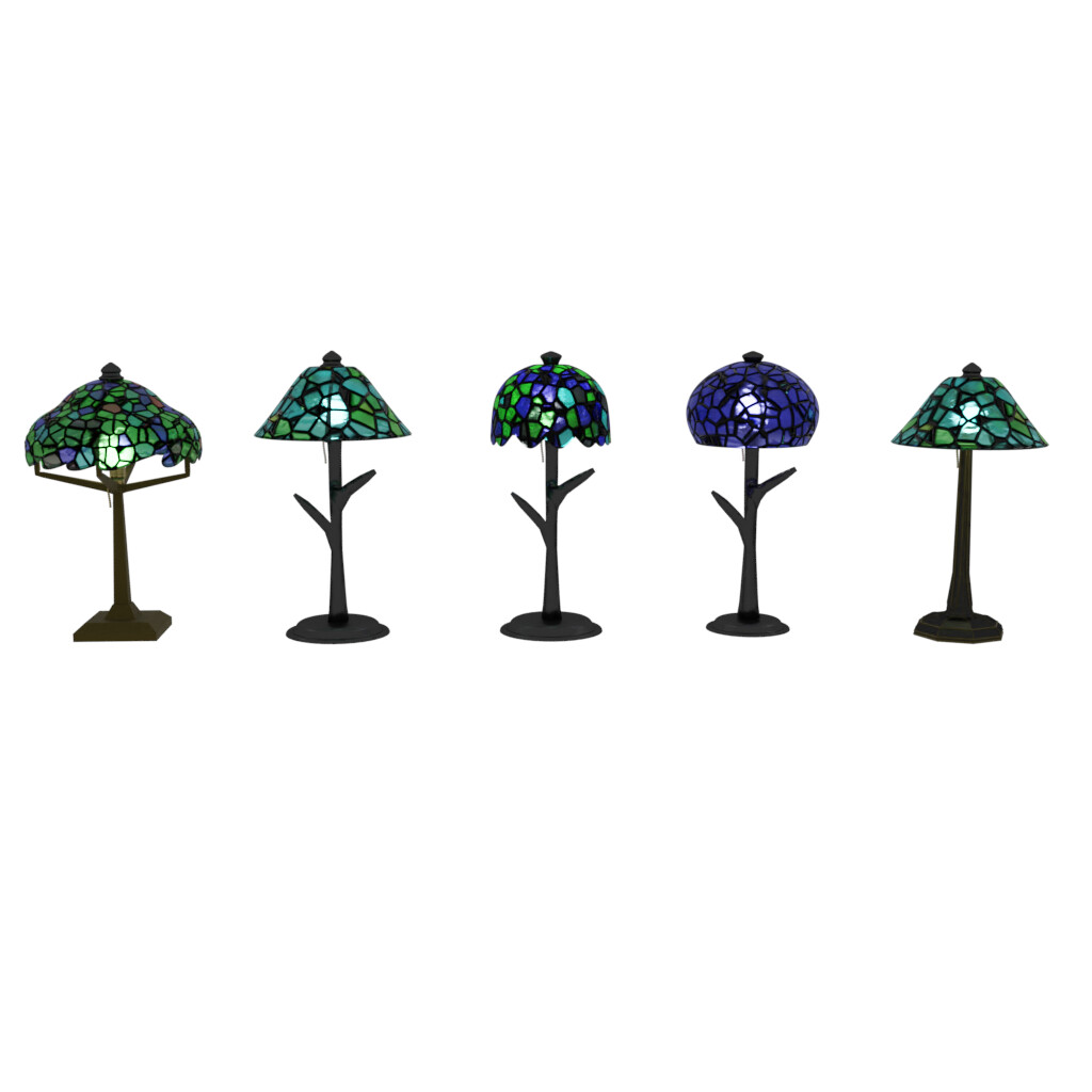 ArtStation Tiffany Style Lamps 5 Pack Game Assets