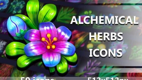 x50 Alchemical Herbs Icons Pack