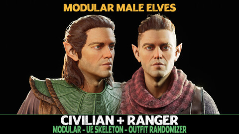 Civilian & Ranger - Two Pack - Male Elf - Fantasy Elves Collection [UE5]