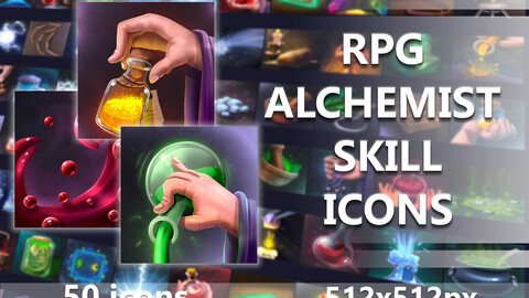 x50 RPG Alchemist Skill Icons Pack