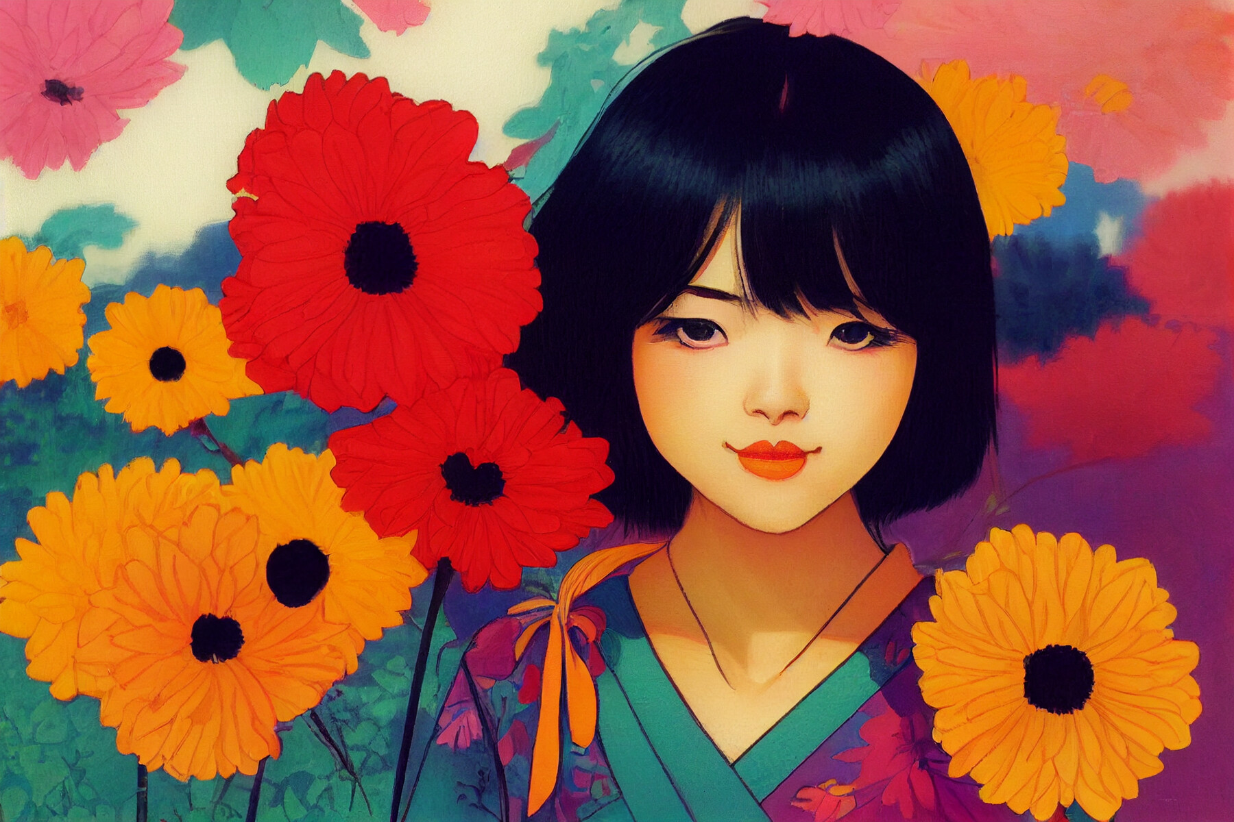 artstation-a-cute-japanese-girl-loves-to-play-with-flowers-artworks