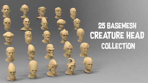 25 Basemesh creature head collection-1