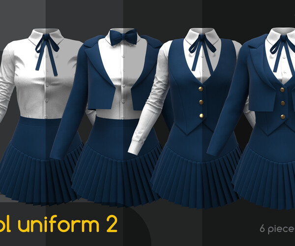 ArtStation - School uniform 2. Clo3d, Marvelous Designer projects ...