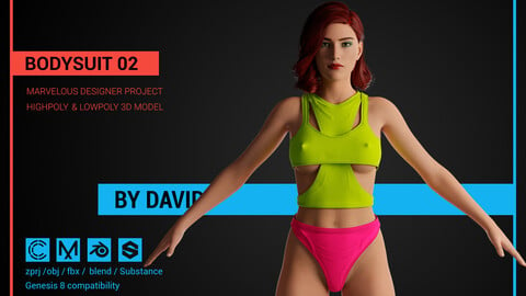 Bodysuit 02 - Marvelous Designer, CLO project.