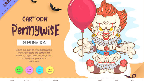 Cartoon Pennywise. Crafting, Sublimation.