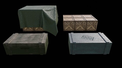 military boxes Low-poly
