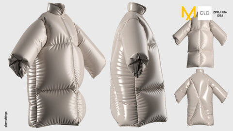 Streetwear Oversize Puffer Jacket #009 - Clo 3D / Marvelous Designer + OBJ / DIGITAL FASHION / HYPEBEAST / FUTURE FASHION
