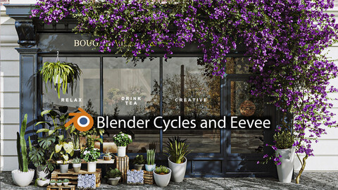 Flower Shop Exterior Scene for Blender