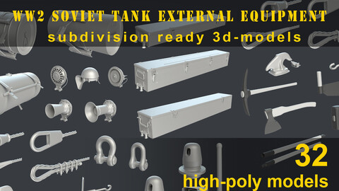 WW2 Soviet Tank External Equipment Set