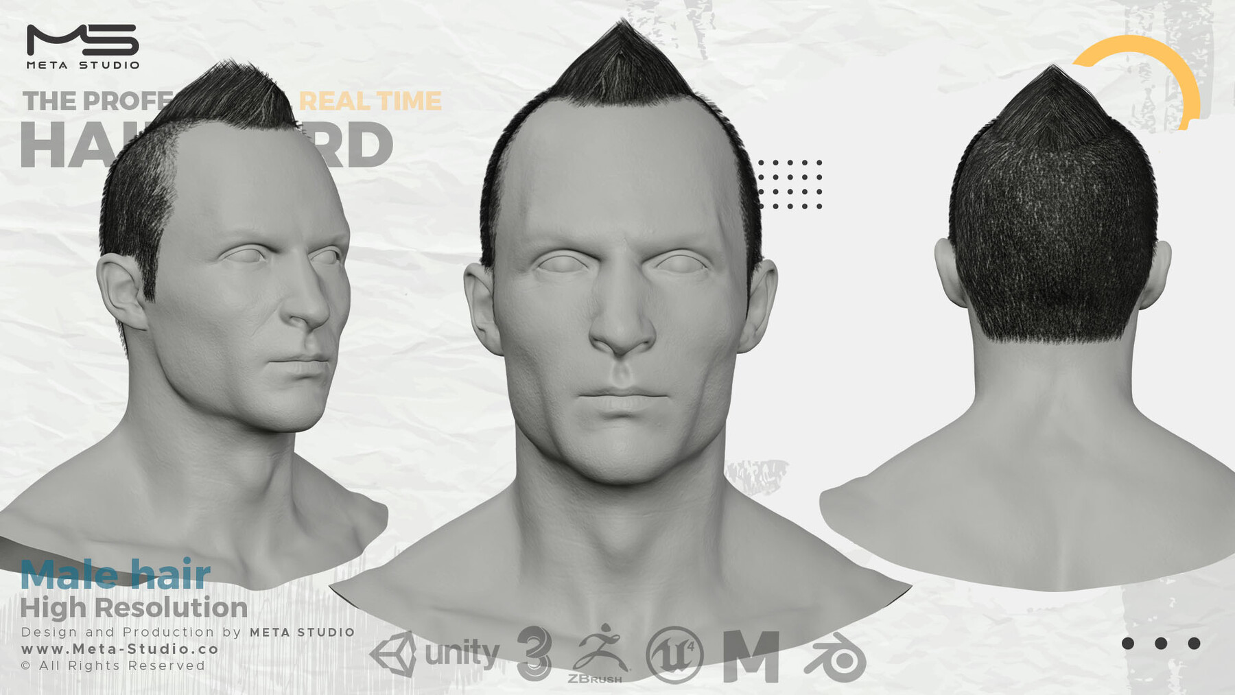 ArtStation - Male Hair Part 3 - Professional Realtime Hair card | Game  Assets
