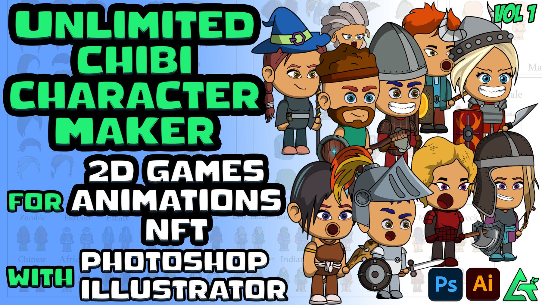 ArtStation - ATS - Unlimited Chibi Character Maker (for 2D Games,  Animations, and NFT) - Vol 1 | Game Assets