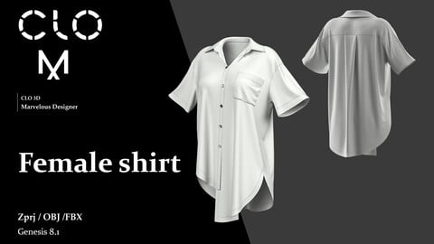 Female shirt  / Marvelous Designer/Clo3D project file + OBJ