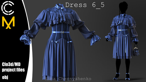 Dress 6_5. Marvelous Designer/Clo3d project + OBJ.