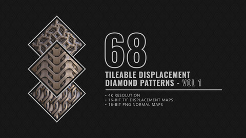 68 Tileable Displacement Diamond Patterns Vol.1