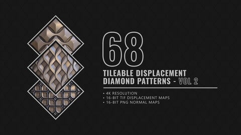 68 Tileable Displacement Diamond Patterns Vol.2