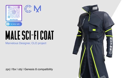 Male Sci-fi Coat | Marvelous Designer | CLO3D project
