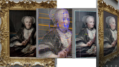 3D and animation of a portrait of a lady painted in 1753
