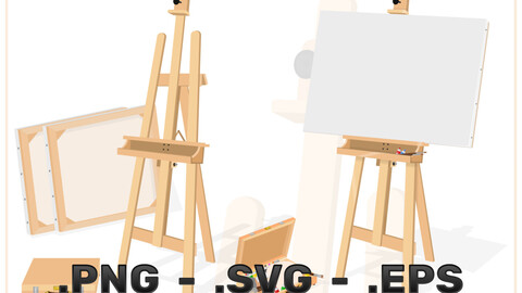 Vector Design Of Art Studio With Easel And Paints